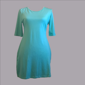 #917 Body con turquoise super soft mini 3/4 sleeve  sz med